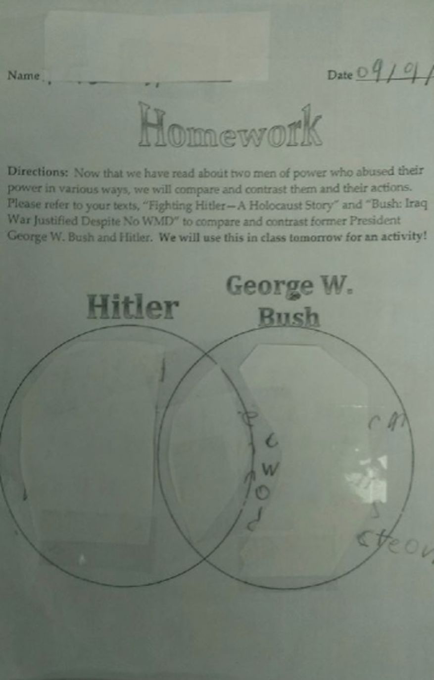 Schoolwork - compare G.W. Bush and Hitler