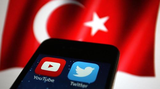 Youtube und Twitter App vor tuerkischer Fahne