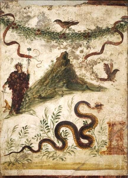 Wandmalerei mit Bacchus und dem Vesuv, 68-79 n. Chr.