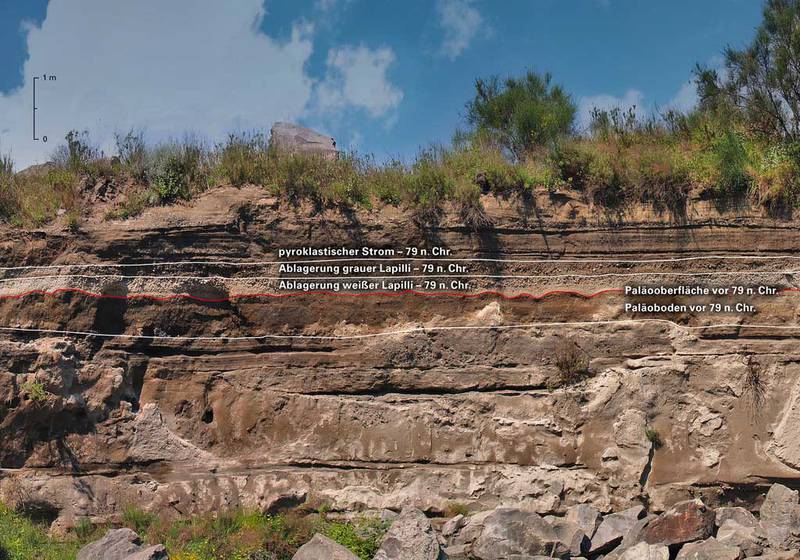 Vesuv: Boccia al Mauro, Terzigno. Aufschluss eines geologischen Profils in einem aufgelassenen Steinbruch