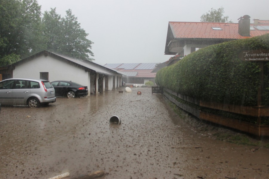 Starkregen hat in Oberstdorf eine Schlammlawine ausgelöst. Juni 2015