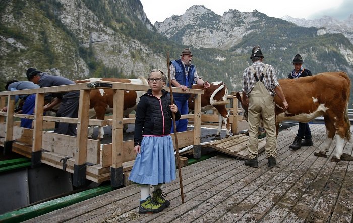 Bauern in Alpenregion