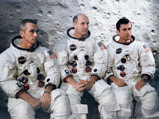 Apollo-10-Besatzung Eugene A. Cernan, Thomas P. Stafford und John W. Young