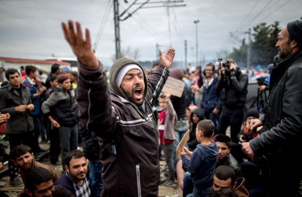Protest Flüchtlinge Lager Idomeni Griechenland