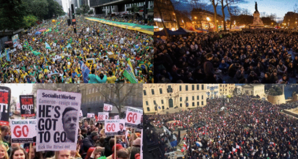 weltweite Massenproteste, Massendemonstrationen