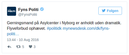 Tweet Dänemark Terror-Drohung