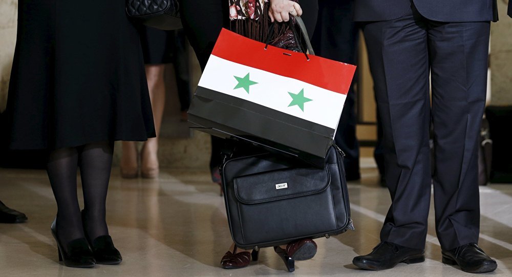 konferenz astana,tragetasche syrien-flagge