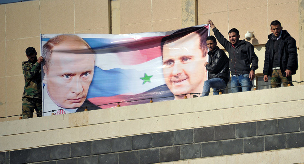 Banner Putin Assad Syrien
