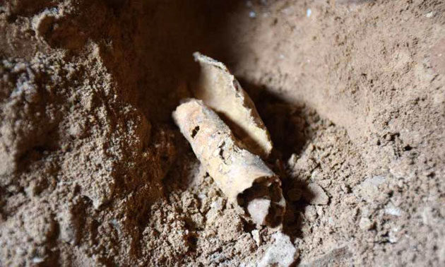 Überreste einer Schriftrolle in „Höhle 12“ nae Qumran