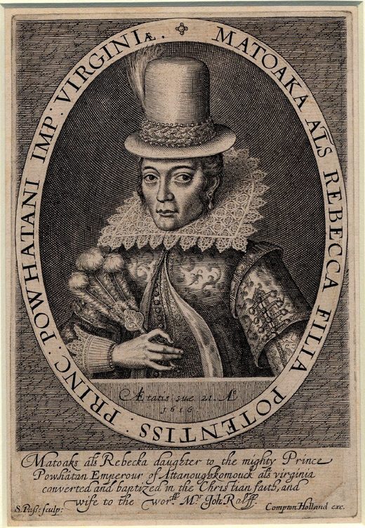 Pocahontas auf einem Kupferstich aus dem Jahre 1616
