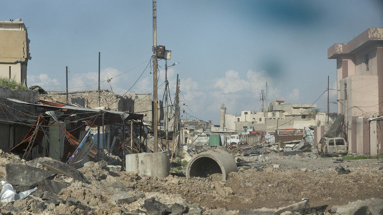Straßenzug im zerstörten Mossul 2. April 2017