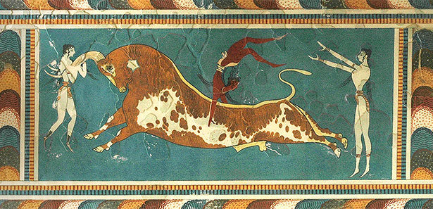Der Stierkult der Minoer, hier auf einem Fresko aus dem Palast von Knossos, war Vorbild für die Sage des Minotaurus. Doch wer waren die Minoer?