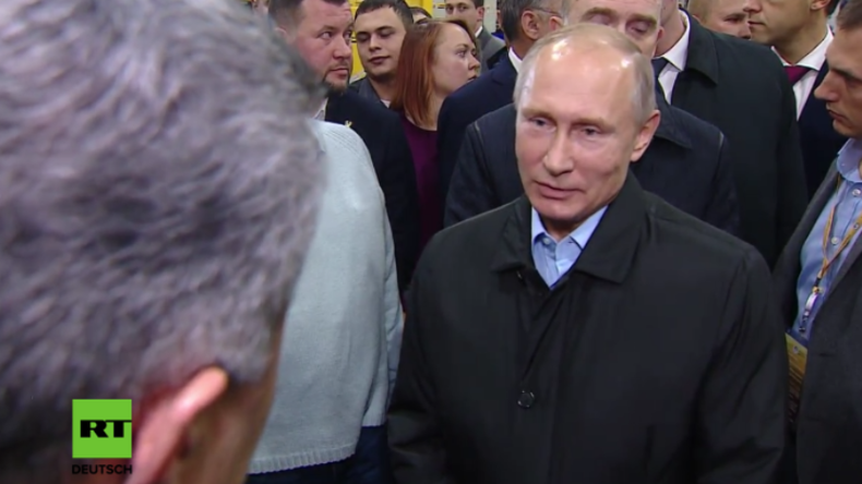 Putin Fabrik-Besuch,Hinweise Fremd-Einmischung russische Präsidentschaftswahlen