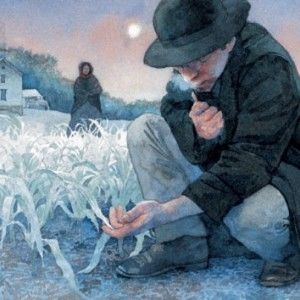 Man and frozen crops