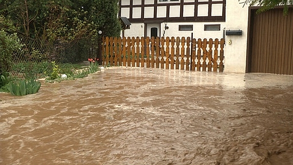 Rund um Callenberg wurden einige Häuser überflutet. April 2015