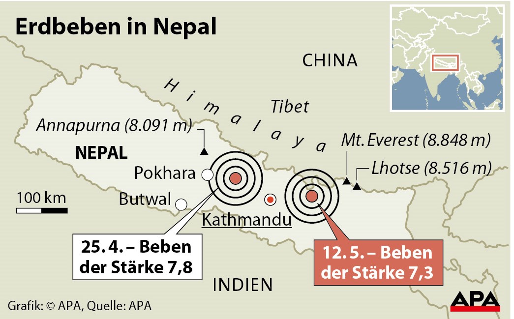 Erdbeben Nepal April und Mai 2015