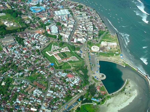 Aerial view of Bengkulu City and Fort Marlborough