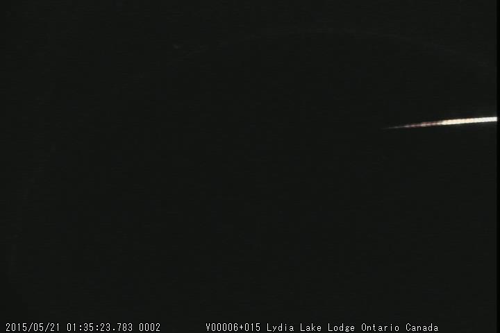 Ontario, Canada Fireball Meteor 0135 EDT 21MAY2015 