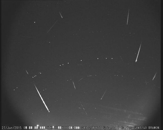 Goiás, Brasil 24 Meteors in One Night Composite 26/27JUN2015