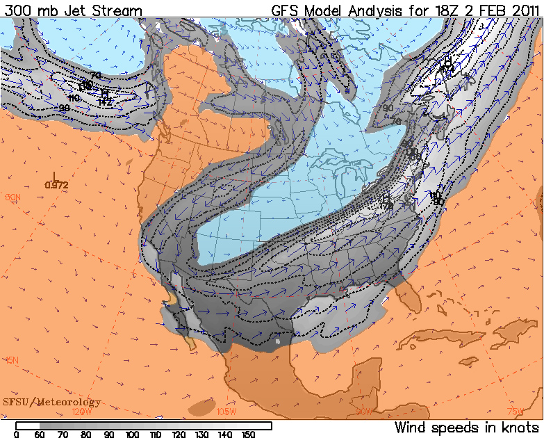 Figure 159: Jet Stream over North America (February 2nd, 2011).
