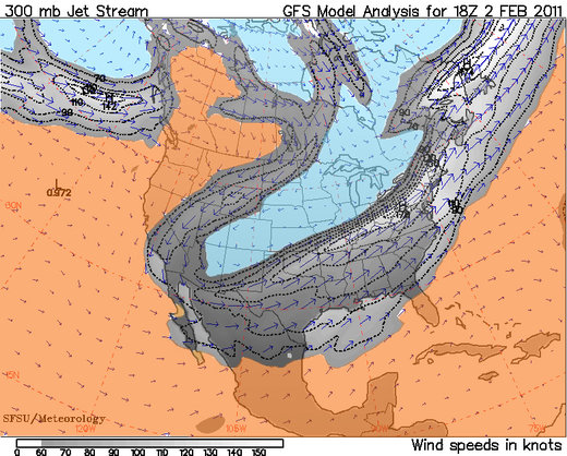 Figure 159: Jet Stream over North America (February 2nd, 2011).