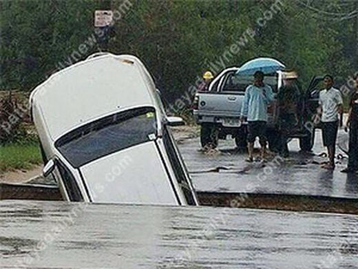 Fluten Erdfall Pattaya Thailand September 2015