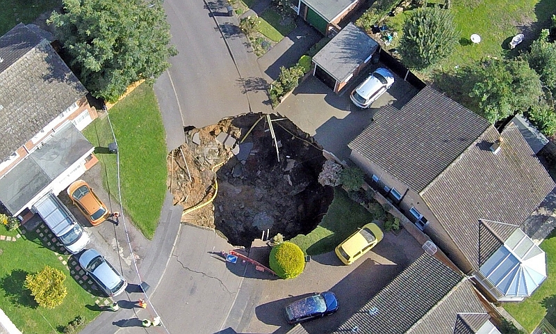 An aerials of the sinkhole in St Albans.