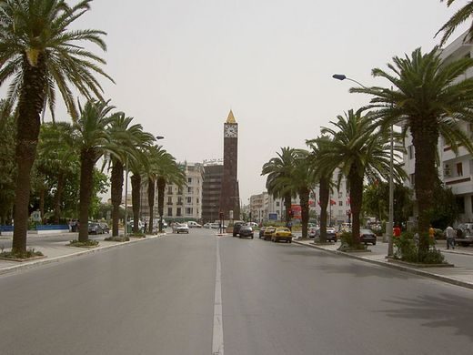 Mohamed V Avenue in Tunis in der ein Bus explodierte.