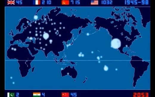 Weltkarte nuklearer Explosionen