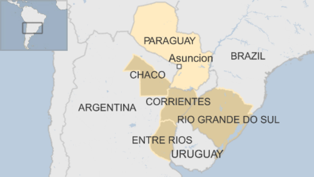 Überschwmmung Südamerika Karte