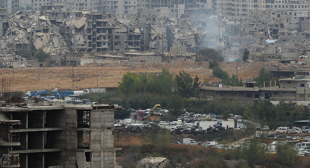 Zerbombte Häuser in Syrien