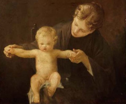Mutter und Kind, Gemälde von Paul Peel (1888)