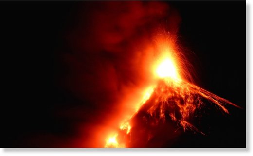 Guatemala’s Fuego volcano erupts with fiery lava.