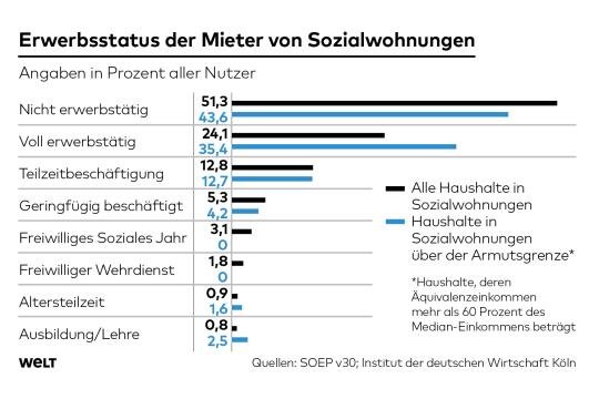 Erwerbsstatus Mieter Sozialwohnungen