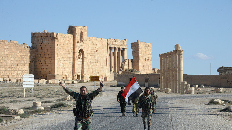 Syrische Soldaten in Palmyra Jubel Freude