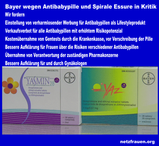 Klagen gegen Bayer Antibabypille Spirale Essure
