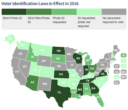 Vorschriften Identifikation für Wähler USA