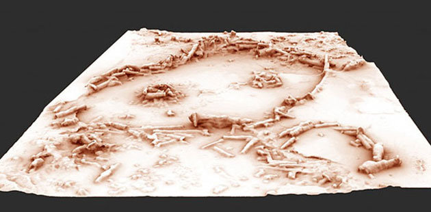 3D-Computerscan der Stalagmit-Konstruktion in der Bruniquel-Tropfsteinhöhle Frankreich