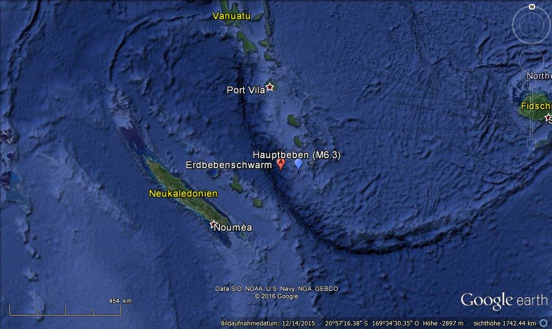 Erdbebensequenz im Süden von Vanuatu Juni 2016