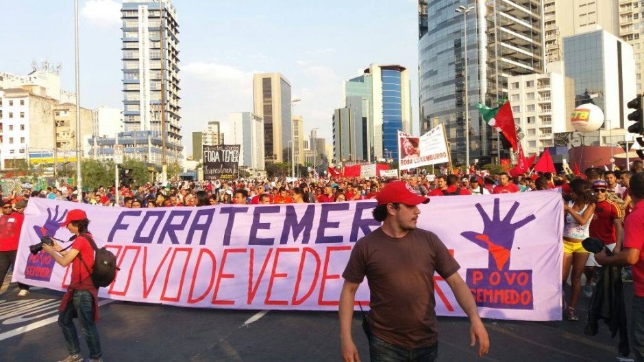 Demonstration Rousseff Temer,politischer Protest Brasilien