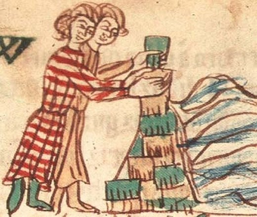 Deichbau-Darstellung im Sachsenspiegel aus dem 13. Jahrhundert
