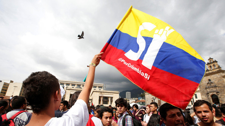 Demonstration Friedensabkommen in Bogota Kolumbien 2016