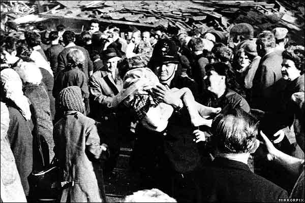 On Friday 21 October 1966, a coal tip collapsed sending thousands of tons of mud and colliery waste down Merthyr Mountain near Aberfan in South Wales, destroying a school and about 20 houses and killing 144 people. Susan Robertson, 8, was pulled alive fro
