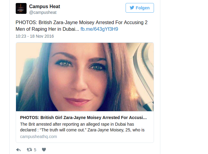 Vergewaltigungsopfer Dubai Zara-Jayne Moisey