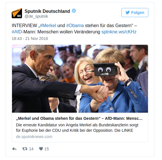 Sputnik Tweet Merkel Obama