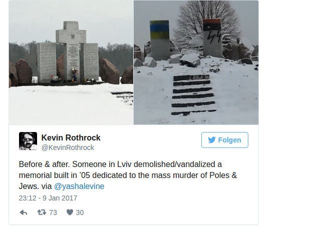 antifaschistisches Denkmal Ukraine gesprengt