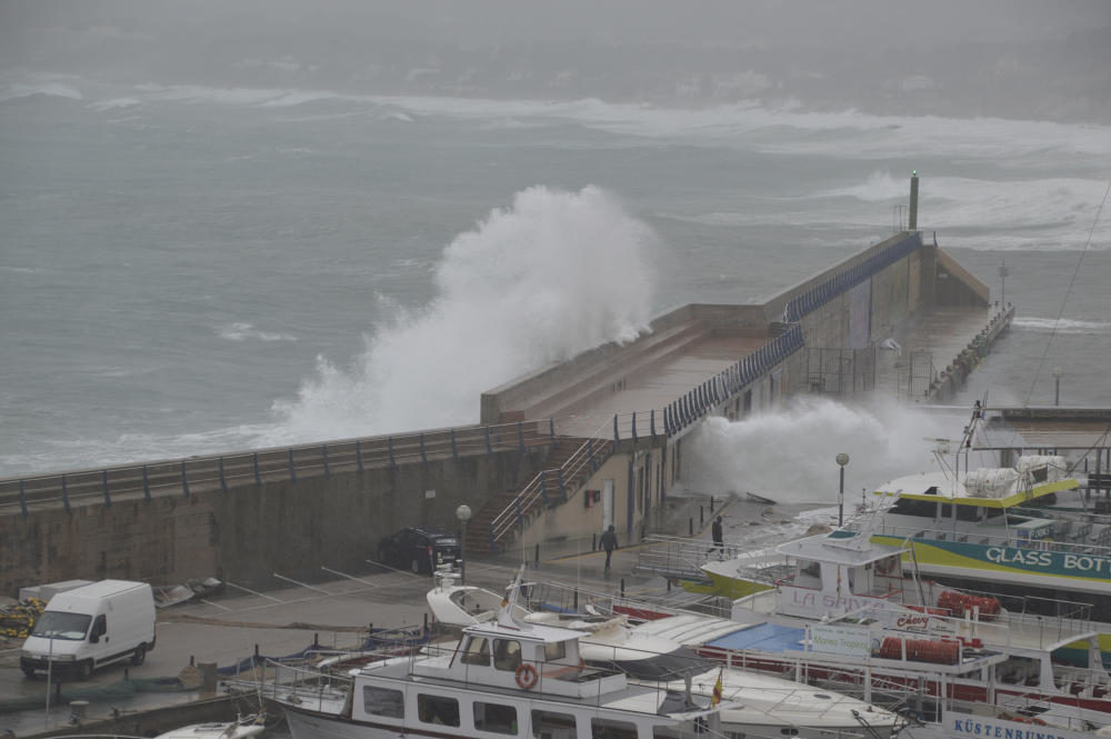 Im Hafen von Cala Ratjada beschädigten die Wellen den Damm.