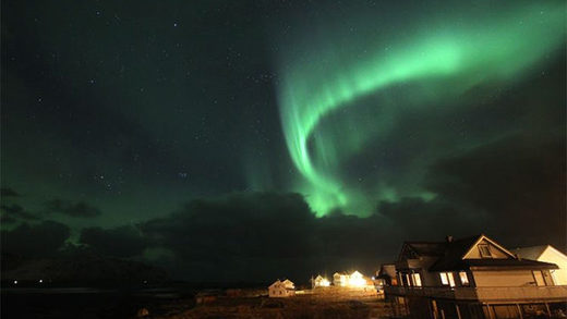 Grünes Polarlicht auf den Lofoten Februar 2017