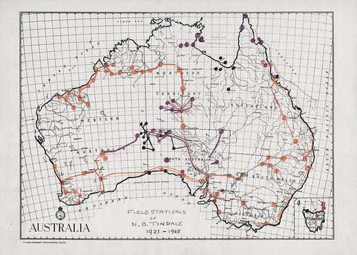 Karte der Orte, die während der Expeditionen zwischen 1921 und 1965 besucht wurden. 