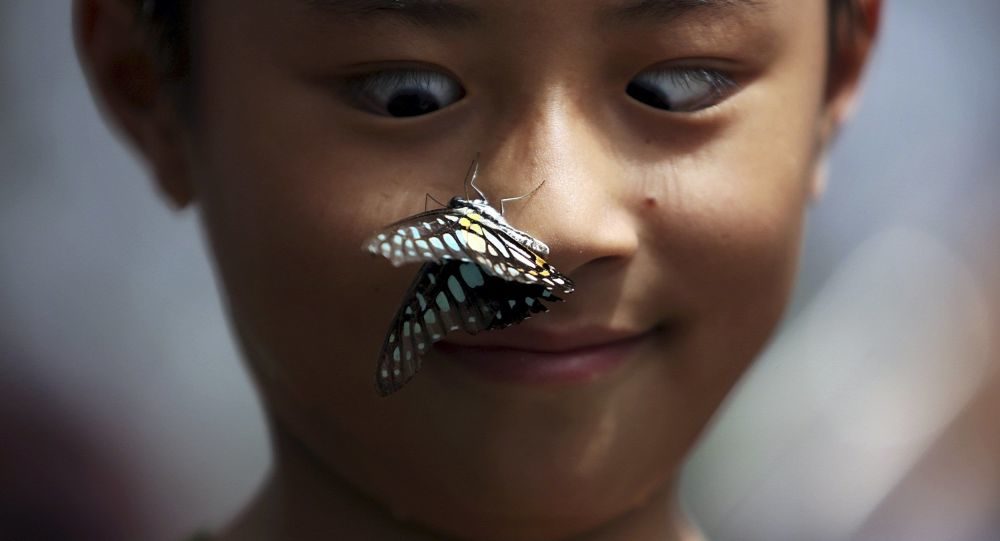Kind mit Schmetterling